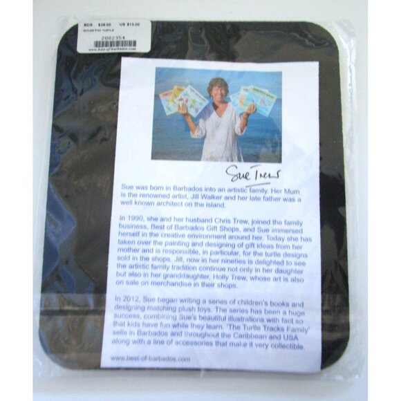 Sue Trew Mouse Pad 2008- Handpainted Turtle in Ocean -Barbados - Happy Hatchling - Picture 5 of 9